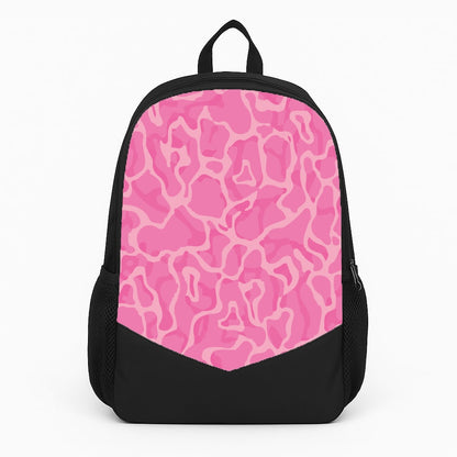 Orange Retro Flowers Pattern Large Backpack
