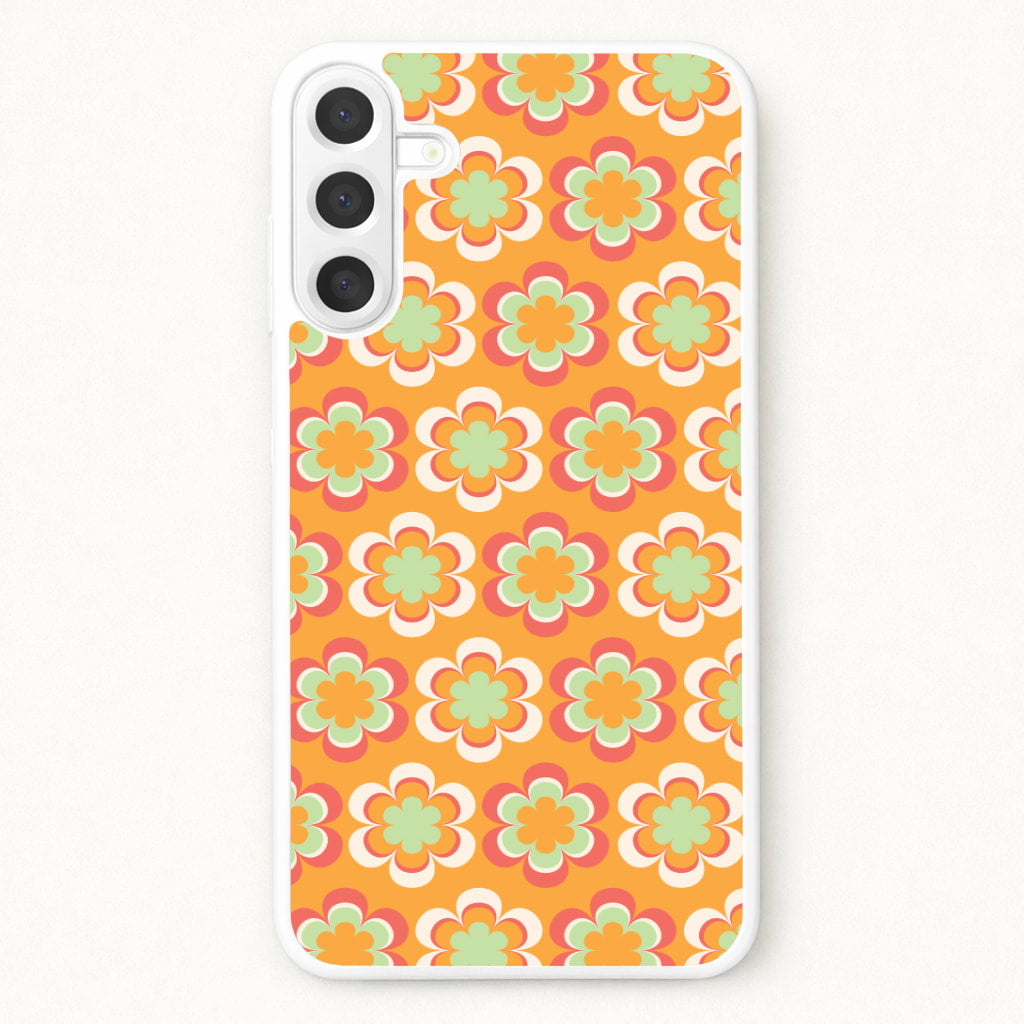Orange Retro Flowers Pattern Phone Case for Galaxy A17