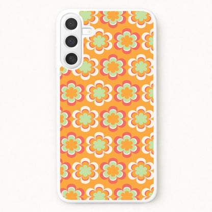 Orange Retro Flowers Pattern Phone Case for Galaxy A17