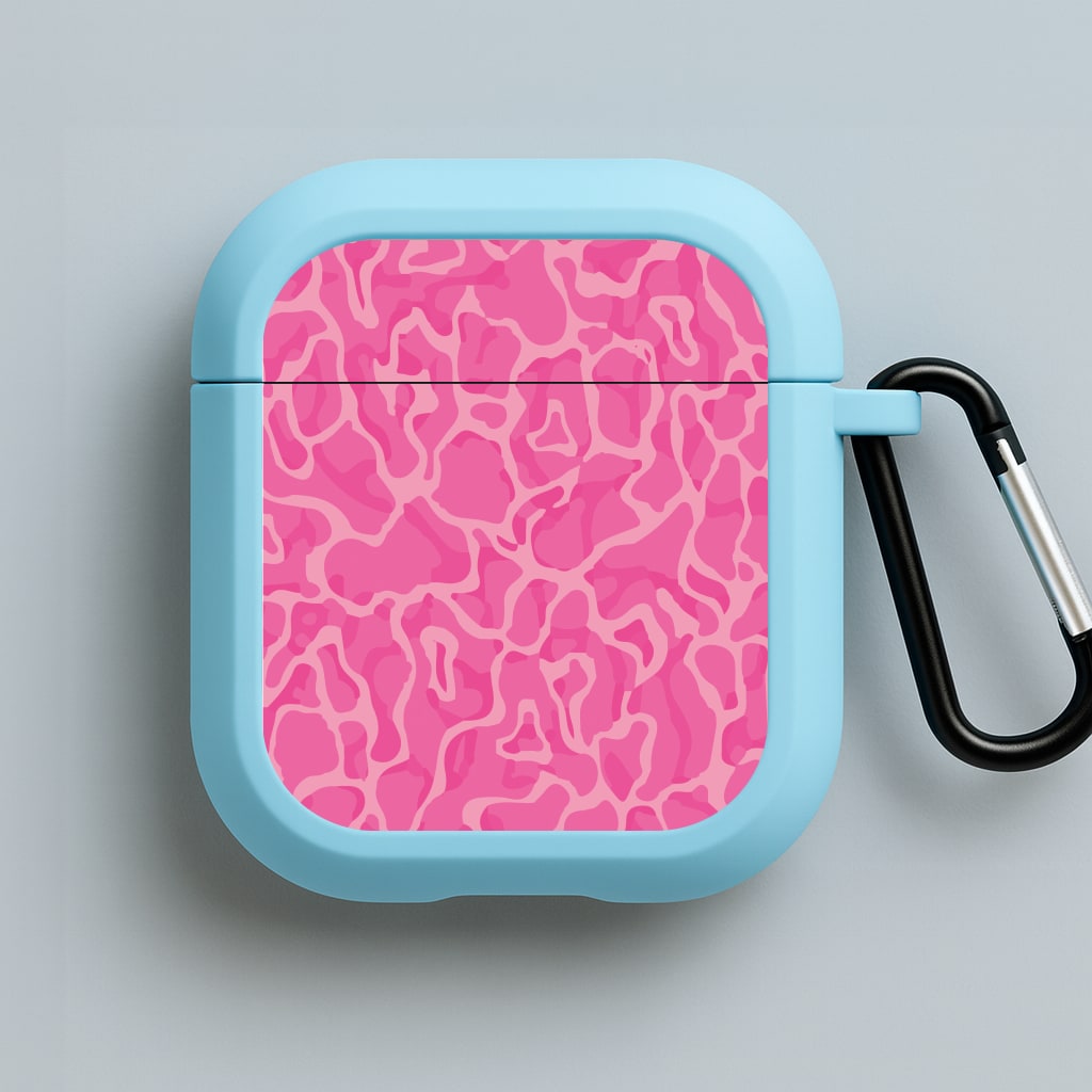 Orange Retro Flowers Pattern Blue AirPods Case
