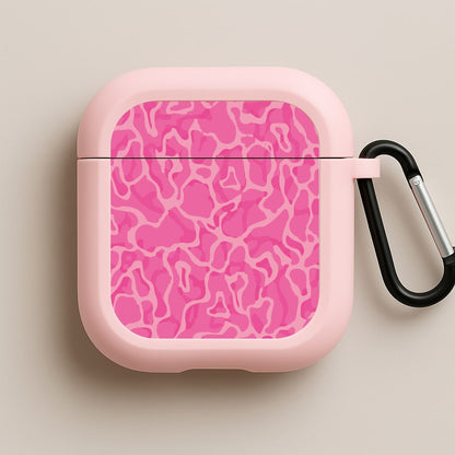 Orange Retro Flowers Pattern Pink AirPods Case