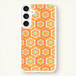 Orange Retro Flowers Pattern Phone Case for Galaxy S26 Plus