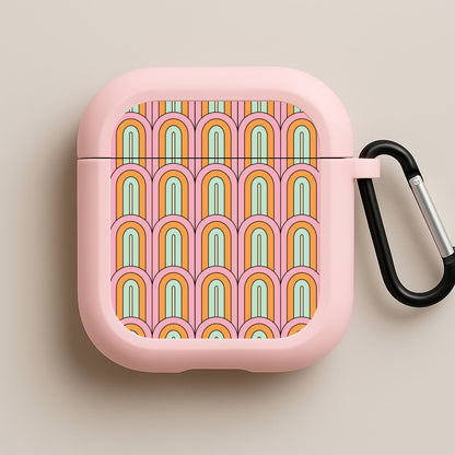 Pastel Retro Arches Pattern Pink AirPods Case