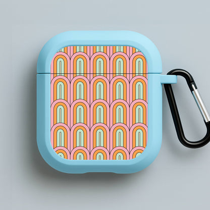 Pastel Retro Arches Pattern Blue AirPods Case