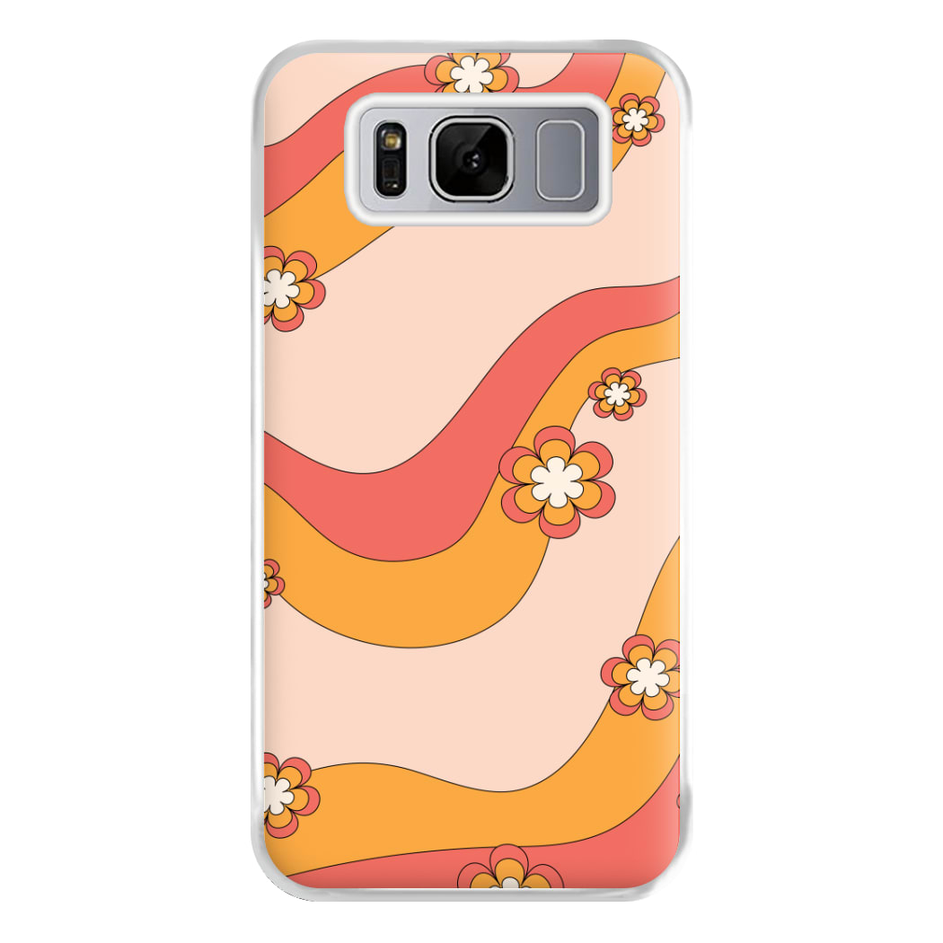 Waves And Flowers Orange Retro Pattern Phone Case for Galaxy S8 Plus