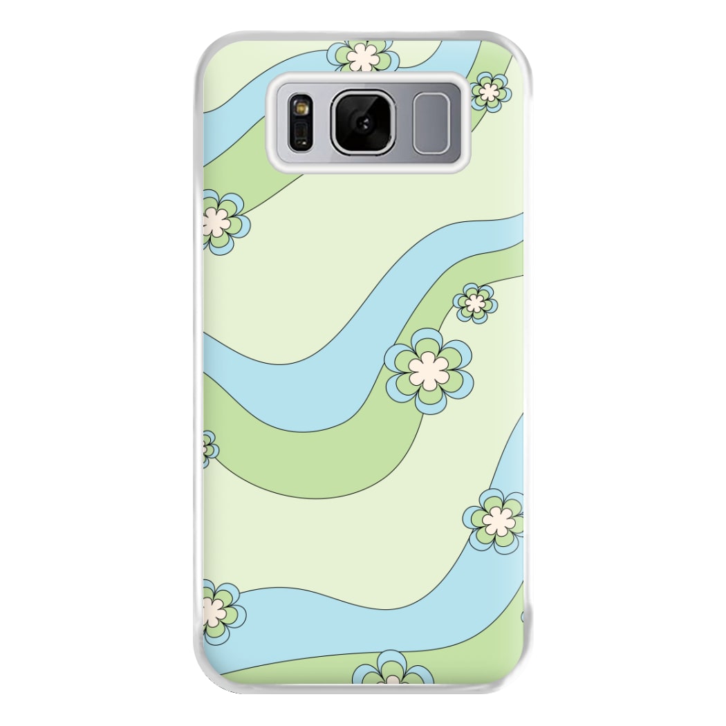 Waves And Flowers Green Retro Pattern Phone Case for Galaxy S8 Plus