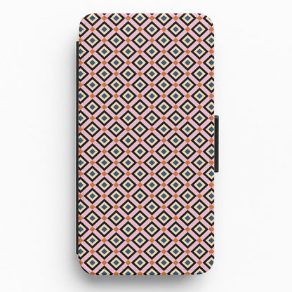 Retro Diamonds Pattern Flip / Wallet Phone Case