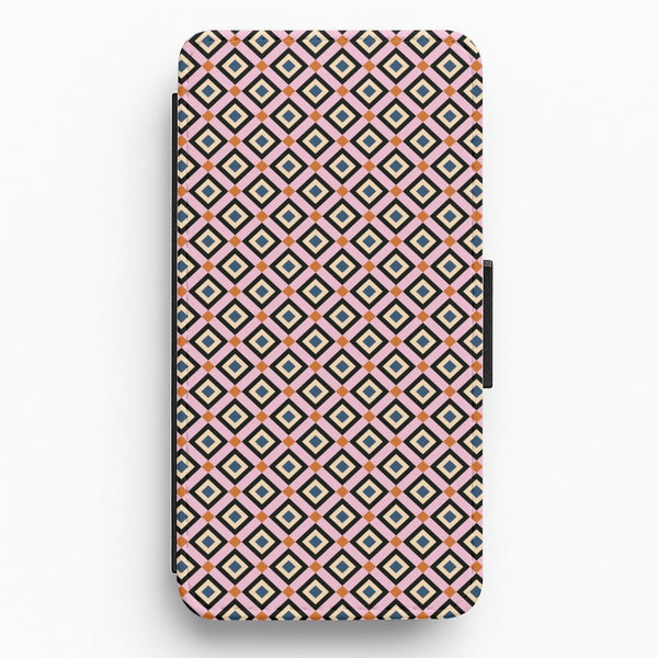 Retro Diamonds Pattern Flip / Wallet Phone Case
