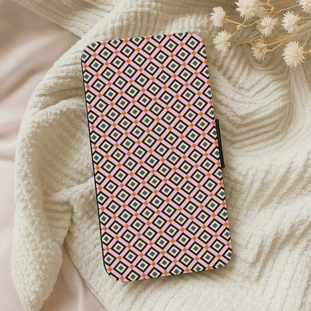 Retro Diamonds Pattern Wallet Phone Case