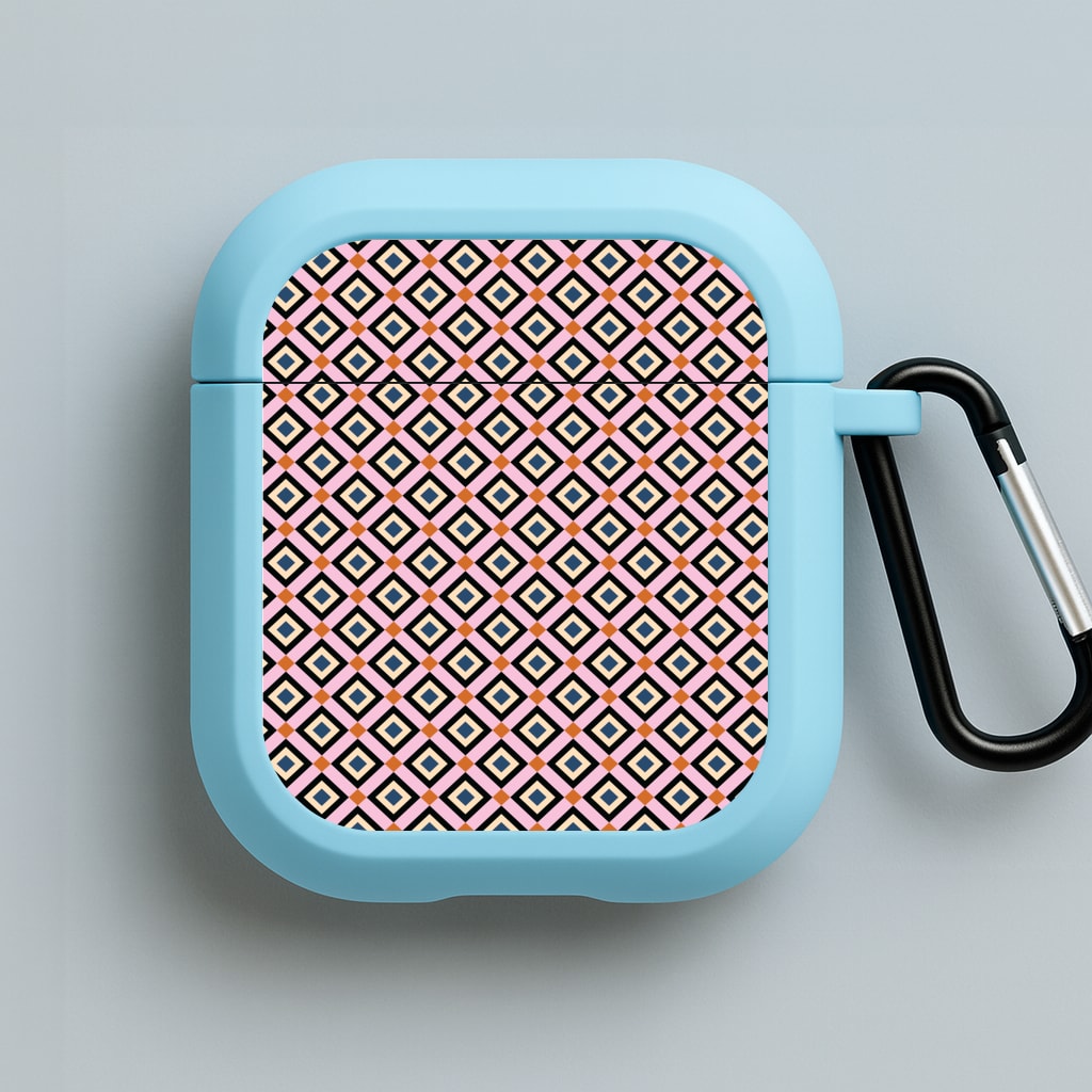 Retro Diamonds Pattern Blue AirPods Case