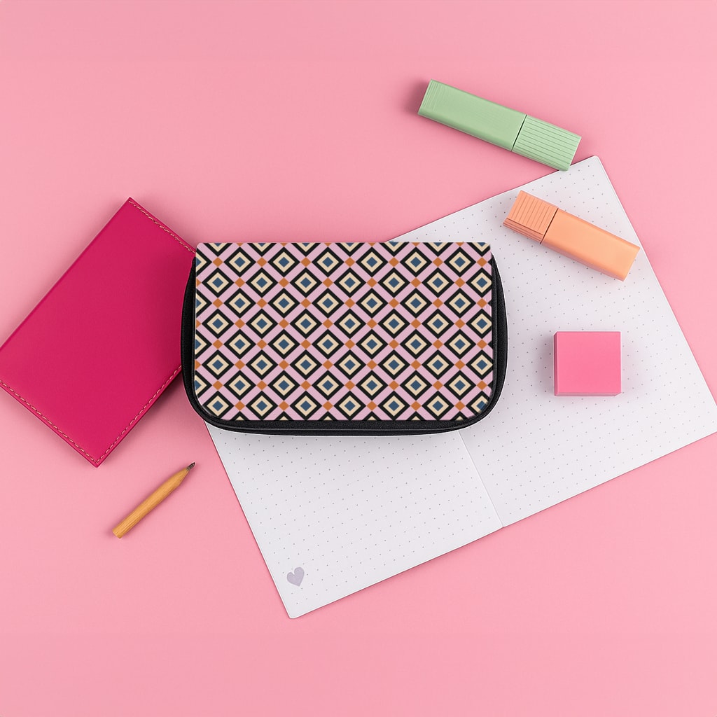 Retro Diamonds Pattern Pencil Case