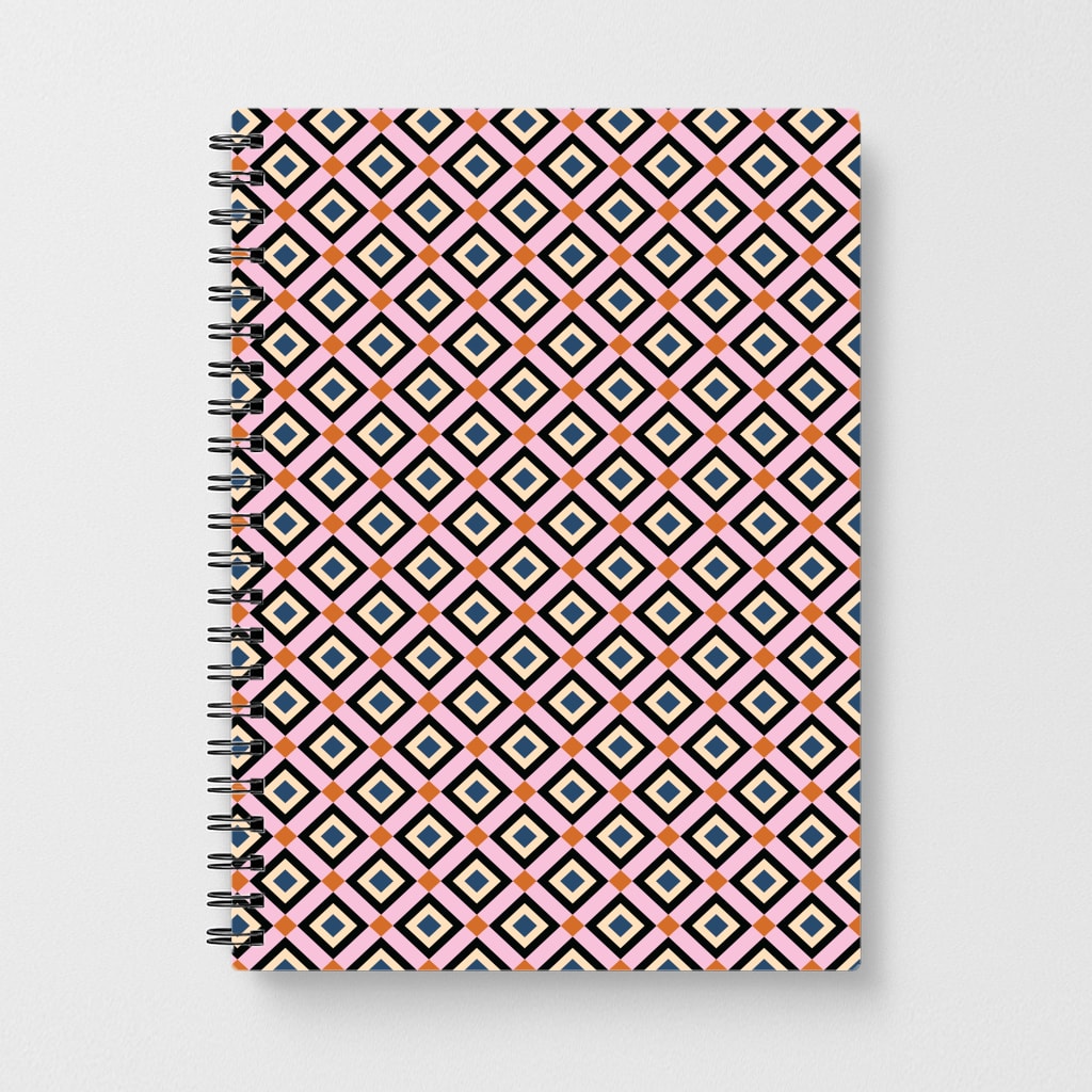 Retro Diamonds Pattern Notebook