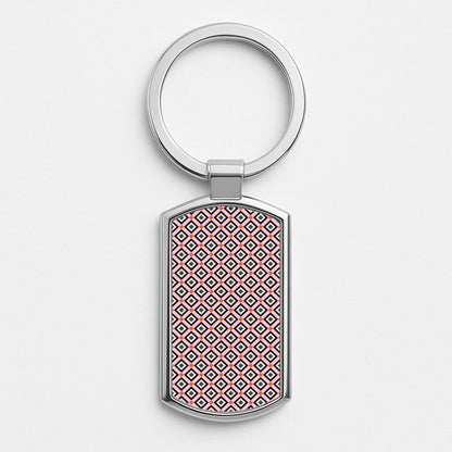Retro Diamonds Pattern Silver Keyring