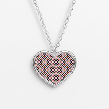 Retro Diamonds Pattern Heart Necklace