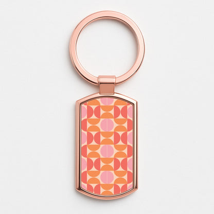 Retro Semi Circles Pattern Rose Gold Keyring