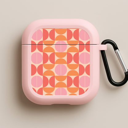 Retro Semi Circles Pattern Pink AirPods Case