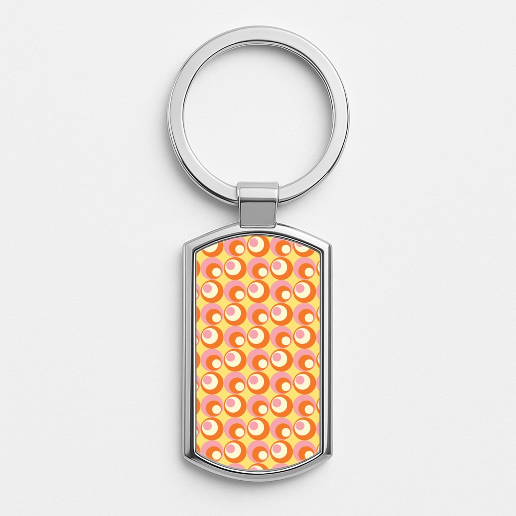 Colourful Circles Retro Pattern Luxury Keyring
