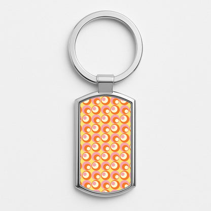 Colourful Circles Retro Pattern Silver Keyring