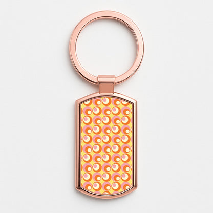 Colourful Circles Retro Pattern Rose Gold Keyring