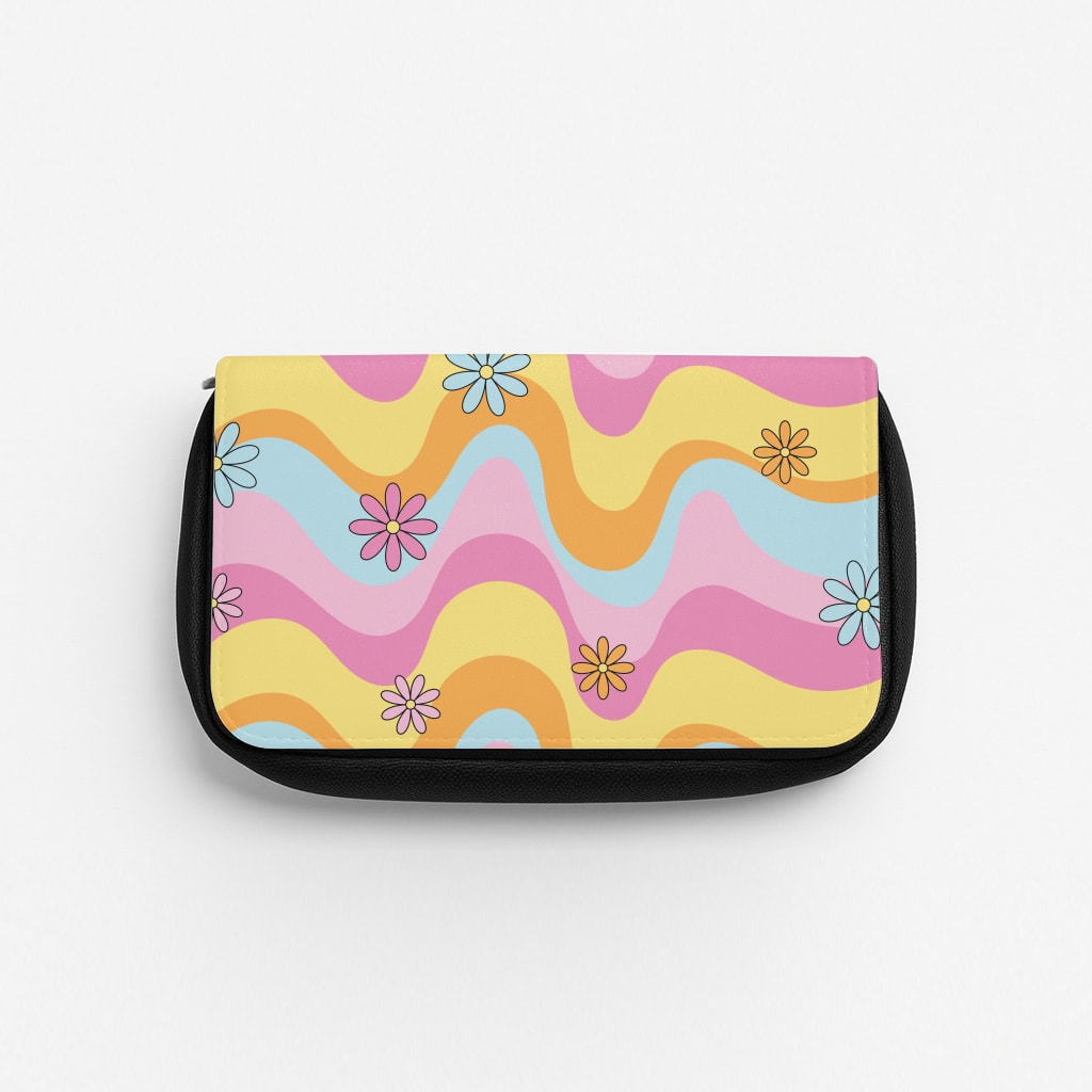 Summer Waves Retro Pattern Pencil Case