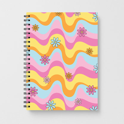 Summer Waves Retro Pattern Notebook