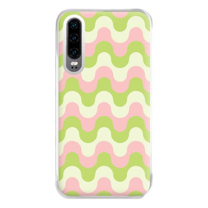 Green And Pink Retro Waves Pattern Phone Case for Huawei P30