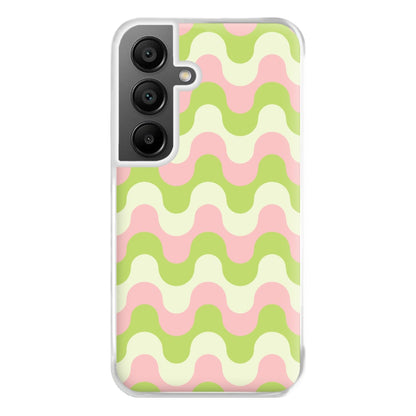 Green And Pink Retro Waves Pattern Phone Case for Galaxy A56