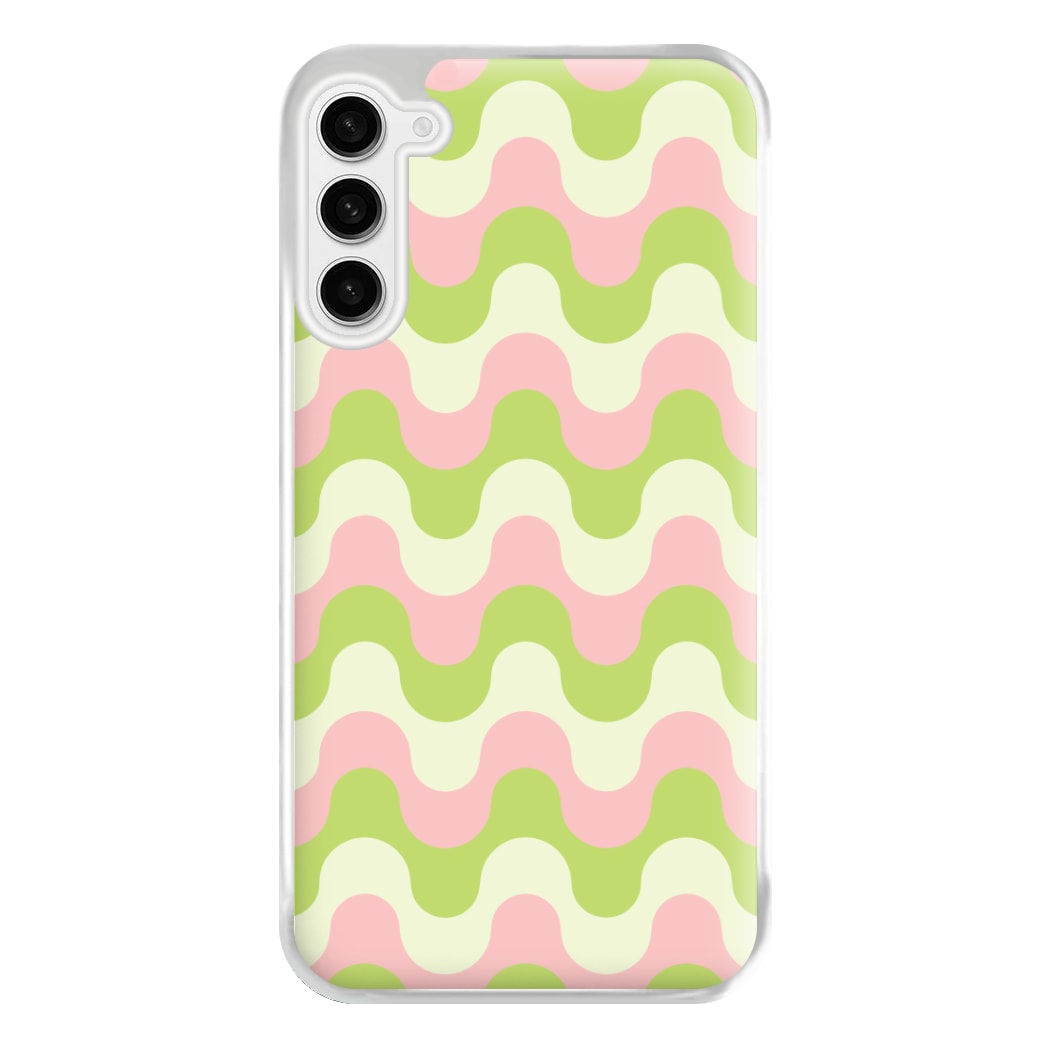Green And Pink Retro Waves Pattern Phone Case for Galaxy S23FE