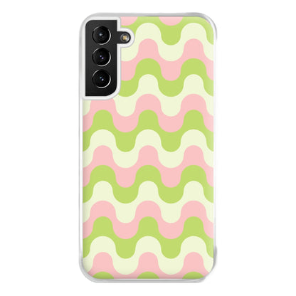 Green And Pink Retro Waves Pattern Phone Case for Galaxy S21 Plus