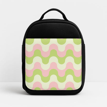 Green And Pink Retro Waves Pattern Insulated Lunchbox