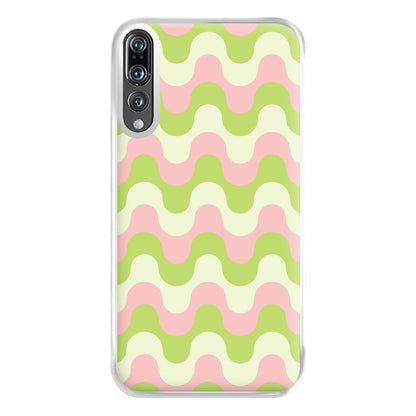 Green And Pink Retro Waves Pattern Phone Case for Huawei P20 Pro