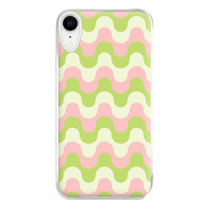 Green And Pink Retro Waves Pattern Phone Case for iPhone XR
