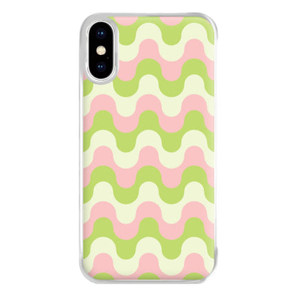 Green And Pink Retro Waves Pattern Phone Case for iPhone XS Max