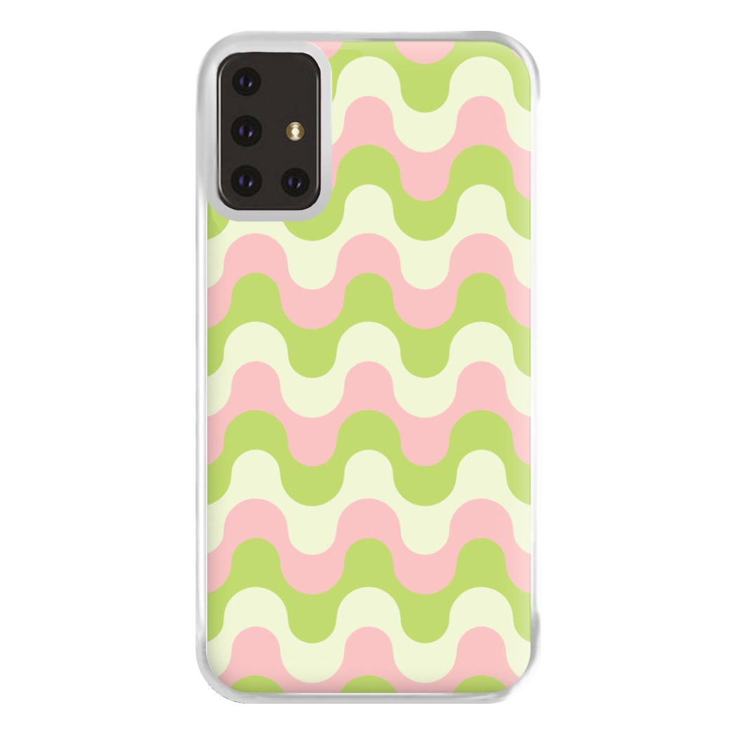 Green And Pink Retro Waves Pattern Phone Case for Galaxy A71