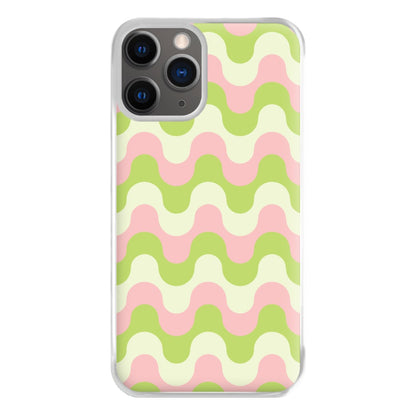 Green And Pink Retro Waves Pattern Phone Case for iPhone 12 Pro Max