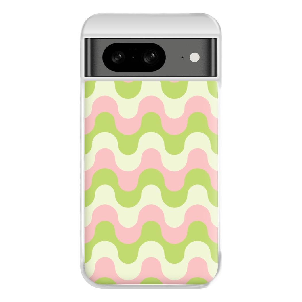 Green And Pink Retro Waves Pattern Phone Case for Google Pixel 8