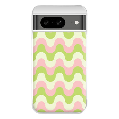 Green And Pink Retro Waves Pattern Phone Case for Google Pixel 8