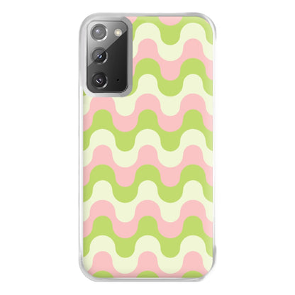 Green And Pink Retro Waves Pattern Phone Case for Galaxy Note 20 Ultra