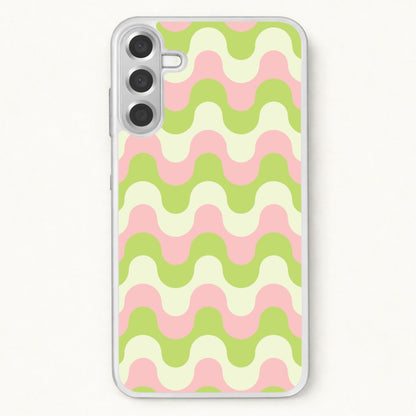 Green And Pink Retro Waves Pattern Phone Case for Galaxy A17