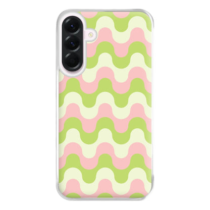 Green And Pink Retro Waves Pattern Phone Case for Galaxy A36