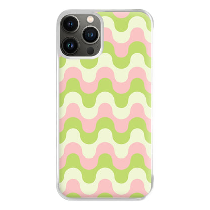 Green And Pink Retro Waves Pattern Phone Case for iPhone 13 Pro Max