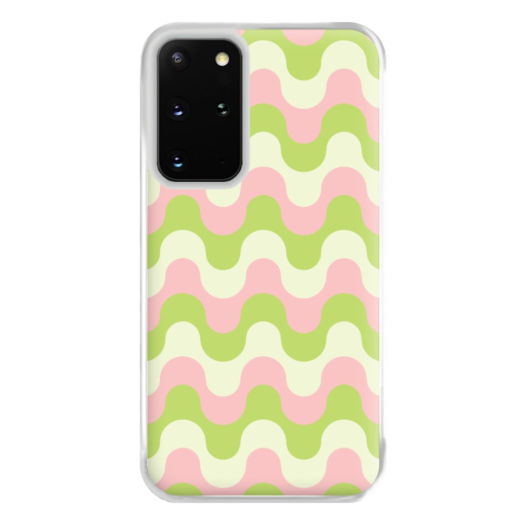 Green And Pink Retro Waves Pattern Phone Case for Galaxy S20 Plus