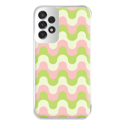 Green And Pink Retro Waves Pattern Phone Case for Galaxy A53