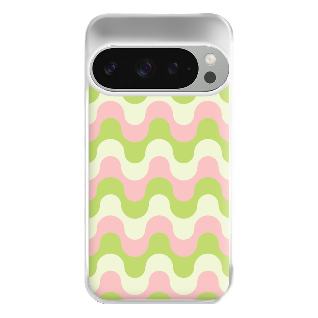 Green And Pink Retro Waves Pattern Phone Case for Google Pixel 9 Pro XL