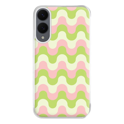 Green And Pink Retro Waves Pattern Phone Case for Galaxy S25 Edge