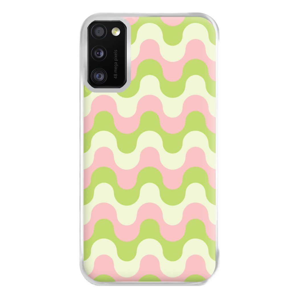 Green And Pink Retro Waves Pattern Phone Case for Galaxy A41