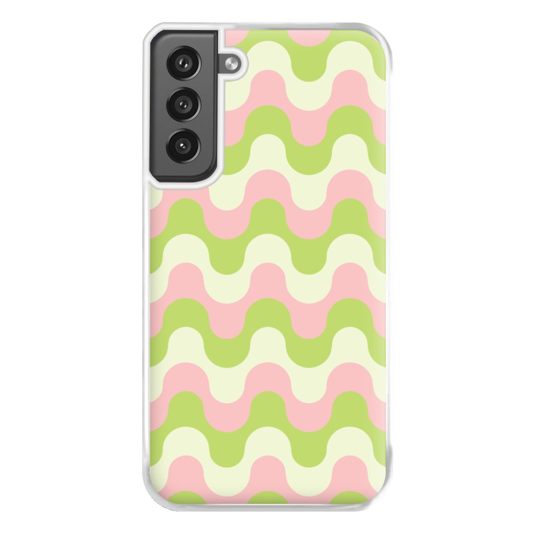 Green And Pink Retro Waves Pattern Phone Case for Galaxy S21FE