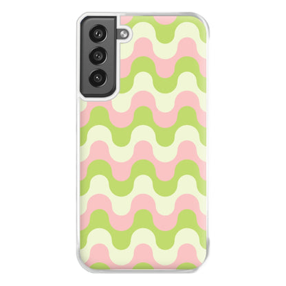 Green And Pink Retro Waves Pattern Phone Case for Galaxy S21FE