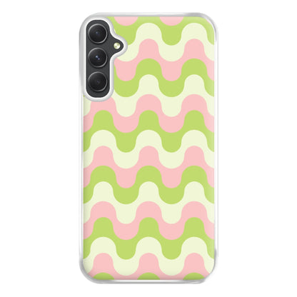 Green And Pink Retro Waves Pattern Phone Case for Galaxy A14