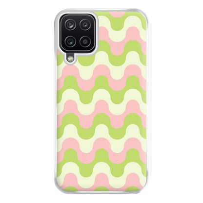 Green And Pink Retro Waves Pattern Phone Case for Galaxy A12
